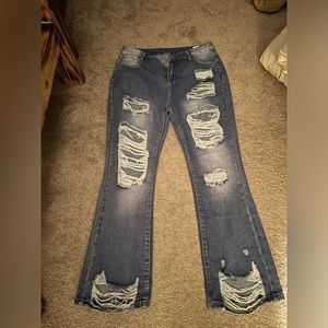 Ripped flare jeans